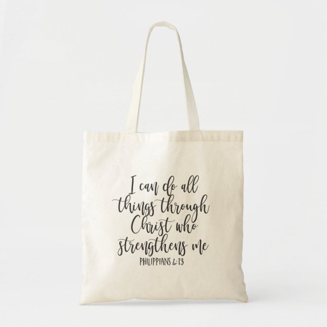 Tote Bag Philippiens 4:13 Je peux faire toutes les choses P (Devant)