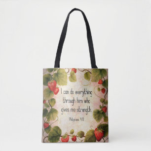 Tote Bag Philippiens 4:13 Verse de la Bible sur le design i