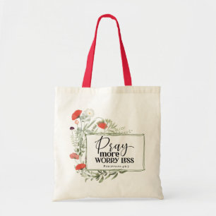 Tote Bag Philippiens 4:6-7 Priez Plus Inquiète Moins Verse