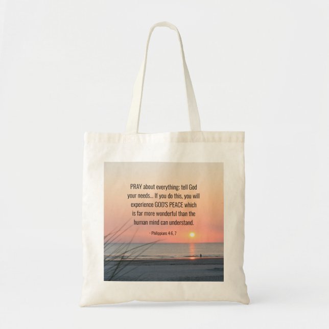 Tote Bag Philippiens 4:6 Priez pour tout l'océan Sunset (Devant)