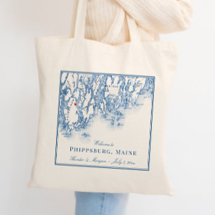 Tote Bag Phippsburg Maine Map Mariage élégant Bienvenue