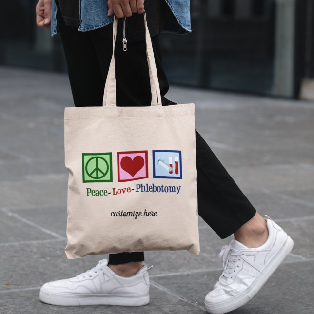 Tote Bag Phlebotomiste Peace Love Phlebotomie Custom (Créateur téléchargé)