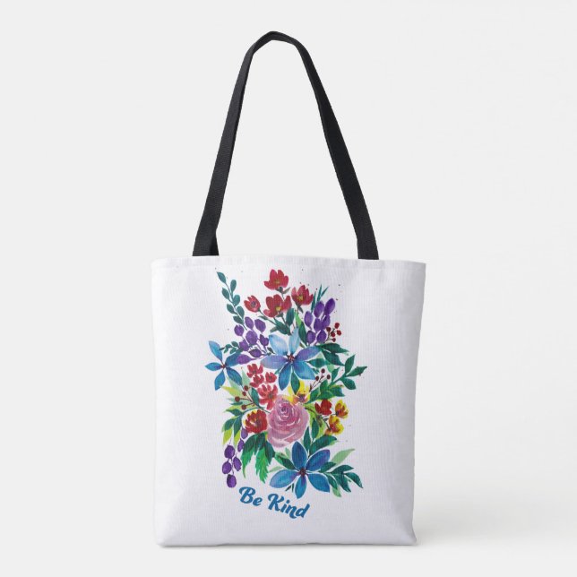 Tote Bag Phoebe "Be Kind" Floral Inspirational Tote (Dos)