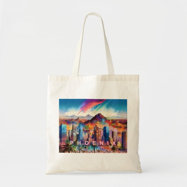Tote Bag Phoenix Skyline Art Abstrait (Devant)