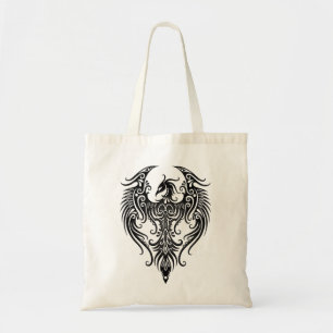 Tote Bag Phoenix tribal noir décoré