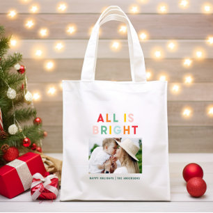 Tote Bag Photo collage noël arc-en-ciel coloré ho brillant