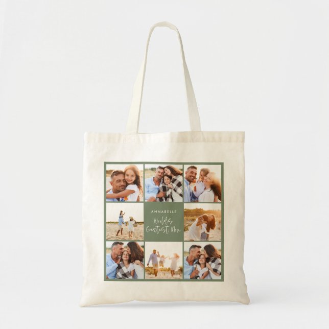 Tote Bag Photo collage sage vert poule moderne mère jour (Devant)