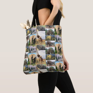 Tote Bag Photo couleur éléphant Fourre-tout