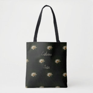 Tote Bag Photo Daisy Soeur personnalisée Noir