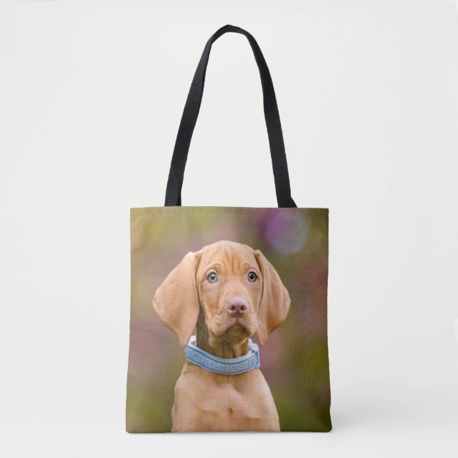 Tote Bag Photo de chiot hongrois aux yeux de chiots cupides (Devant)