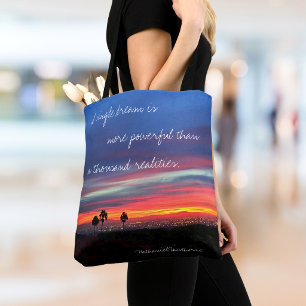 Tote Bag Photo de coucher de soleil orange bleu avec citati