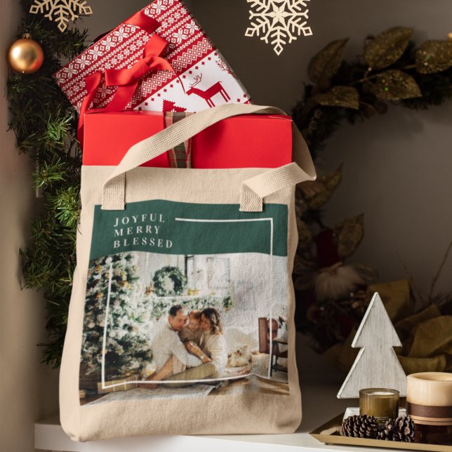 Tote Bag Photo de famille moderne | Joyeux Joyeux Joyeux Bé (Créateur téléchargé)