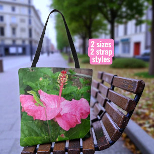 Tote Bag Photo de lézard anole à fleur d'hibiscus rose trop