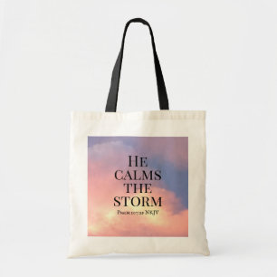 Tote Bag Photo de Pink Sky Il calme la verse de la Bible te