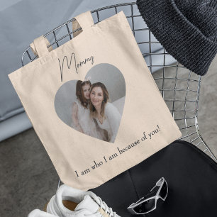 Tote Bag Photo du coeur et texte Je suis qui je suis À caus