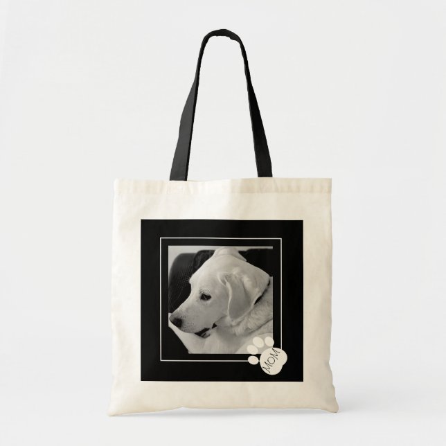 Tote Bag Photo en noir et blanc de mignonette Chien Maman P (Devant)
