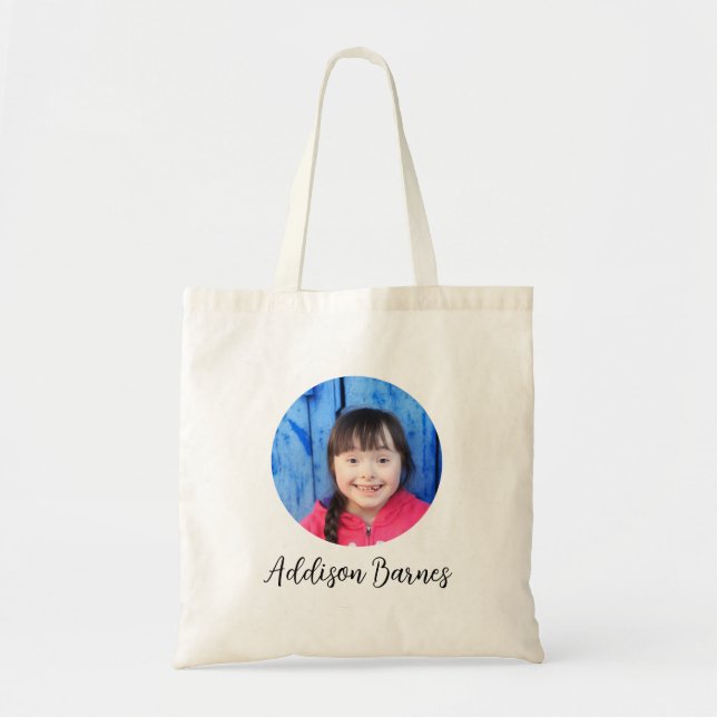 Tote Bag Photo et monogramme du cadre circulaire personnali (Devant)