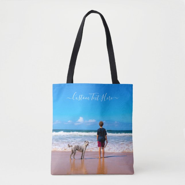 Tote Bag Photo et texte personnalisés - Votre propre design (Devant)