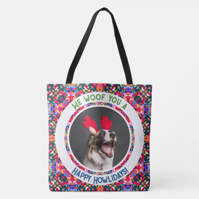 Tote Bag Photo personnalisée Chien de Noël Maman maman mama (Devant)