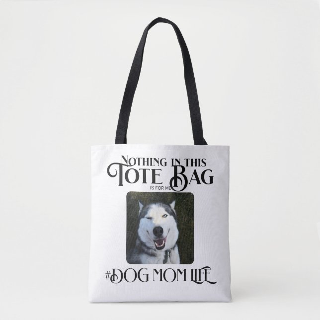 Tote Bag Photo personnalisée Chien Maman Vie (Devant)
