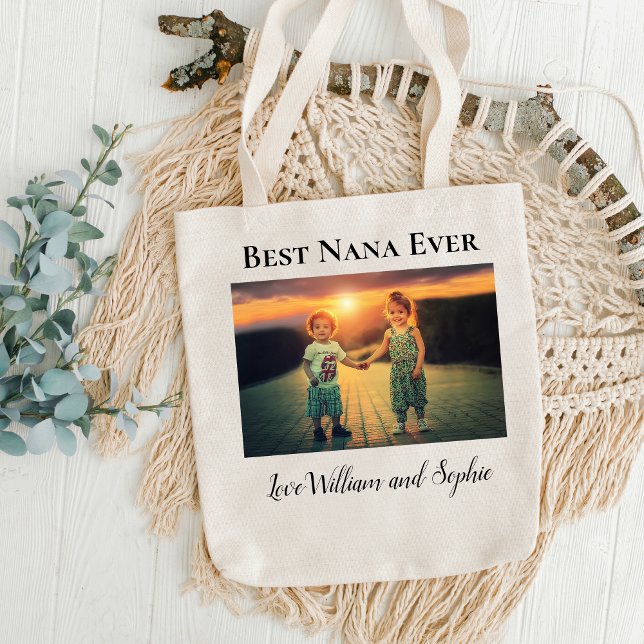 Tote Bag Photo personnalisée du meilleur Nana jamais (Best Nana Ever Kid's Photo/Names Tote Bag)