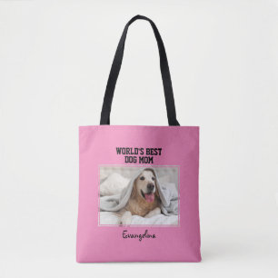 Tote Bag Photo personnalisée Girly Worlds Best Dog Mom