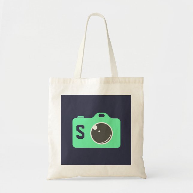 Tote Bag Photo Pop Art Green Monogramme bleu (Devant)