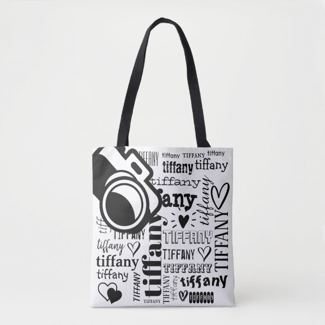 Tote Bag Photographie Nom texte Motif personnalisé (Devant)