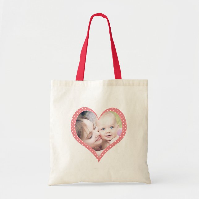 Tote Bag Photos dans les coeurs personnalisées de la Mère (Devant)