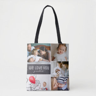 Tote Bag Photos de famille Nous t'aimons grand-mère
