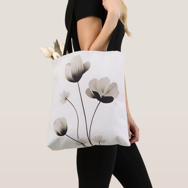 Tote Bag Photos Neutres Blancs Brillants Florals Par Ava (De près)