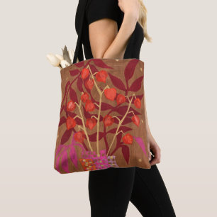 Tote Bag Physalis Chinese Lanterns Papier Collage Floral Ar