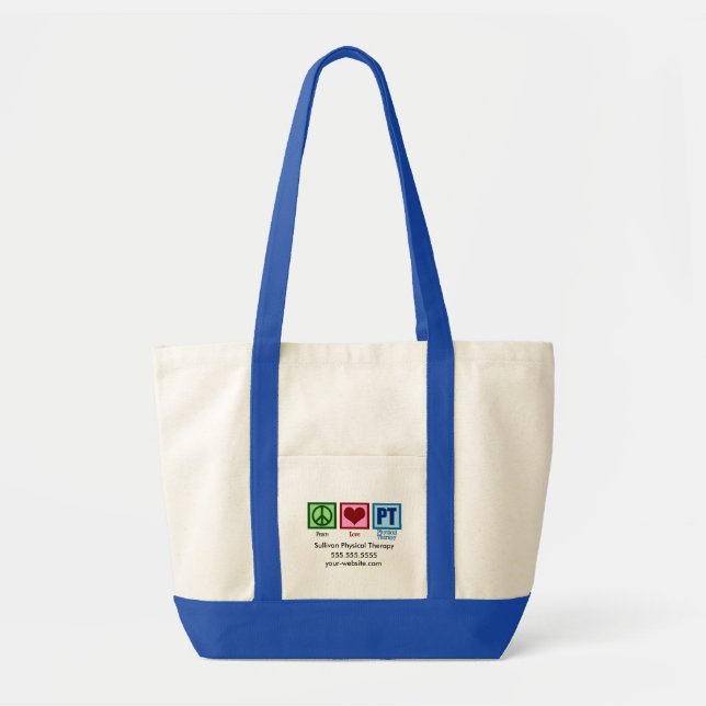 Tote Bag Physothérapeute Peace Love PT Custom (Devant)