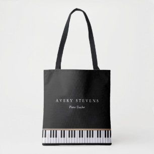 Tote Bag Pianiste Elegant et Simple Black Piano Keys Busine
