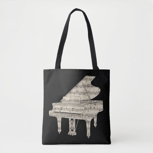 Tote Bag Piano à queue et notes de musique (Devant)