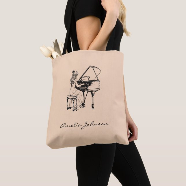 Tote Bag Piano Lover professeur de musique cadeau (De près)
