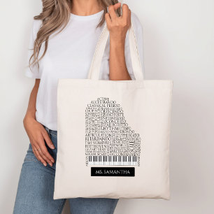 Tote Bag Piano Word Cloud cadeau pour professeur de piano