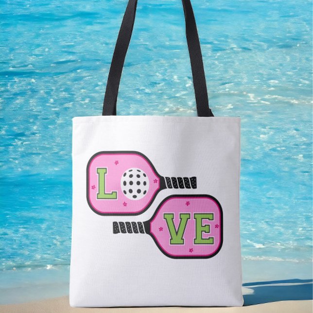 Tote Bag Pickleball Preppy Paddles Love Flowers (Créateur téléchargé)