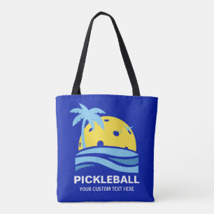 Tote Bag Pickleball Tropical Palm Tree Sun Votre texte pers