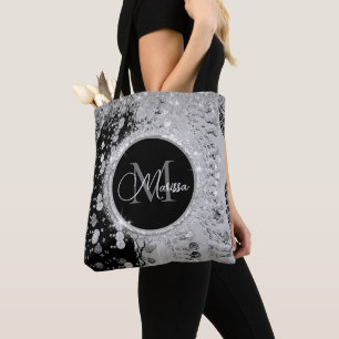 Tote Bag Pièces de Parties scintillant Monogram Black et Si