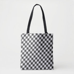 Tote Bag Pied-de-Poule en croix noir et blanc