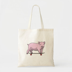 Tote Bag Pig as skater avec skate