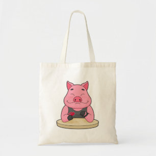 Tote Bag Pig au Poker avec cartes de Poker