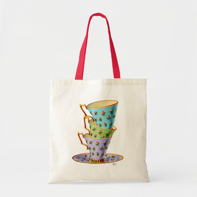 Tote Bag Pile De Trois Tasses Vintages (Devant)