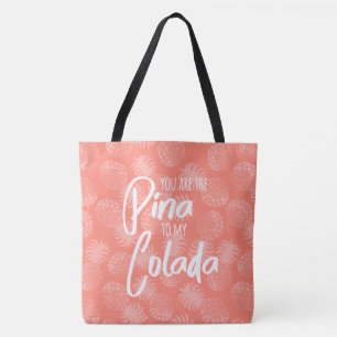 Tote Bag Pina Colada Hawaiian Pineappa Coral Reversible