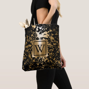 Tote Bag Pinceau métallique noir et doré