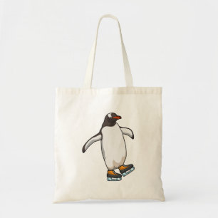 Tote Bag Pingouin at Ice skating with Ice skates
