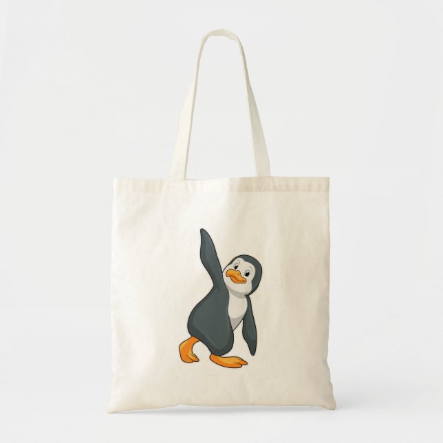 Tote Bag Pingouin au Yoga Exercice d'étirement (Devant)