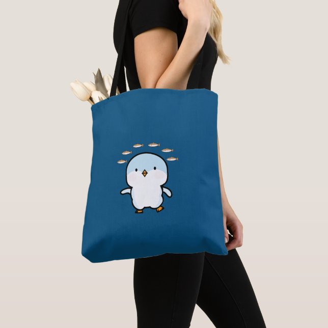 Tote Bag Pingouin bleu (De près)