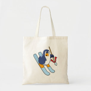Tote Bag Pingouin comme skieur avec ski